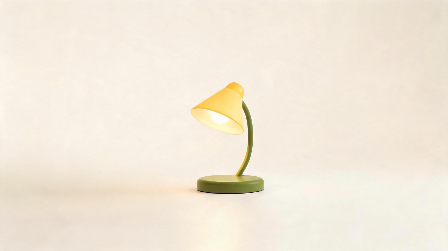 Seedream 5 edited the same desk lamp with a yellow shade and an olive stem and base