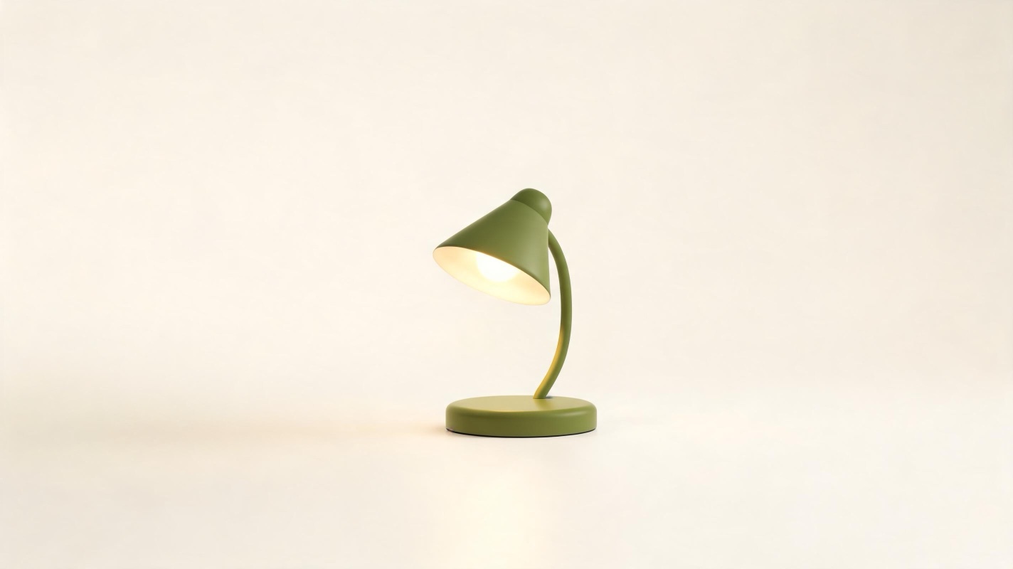 Seedream 5 generated an olive desk lamp on an off-white background